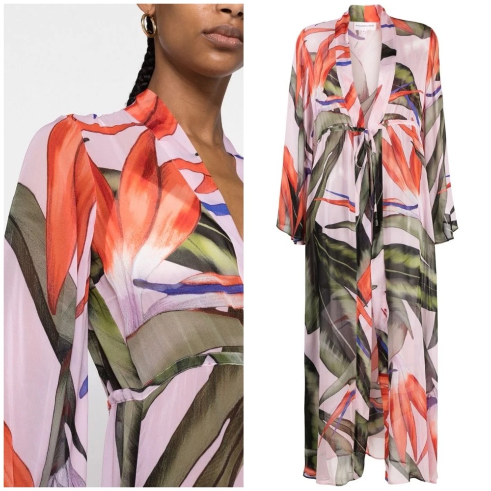 Alexandra Miro Betty Floral Print Beach Dress Chiffon Cover Up